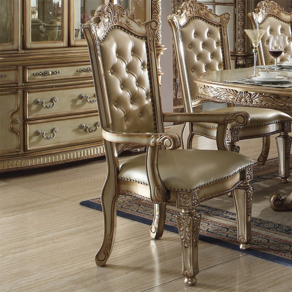 Sybertruck Patina Arm Chairs With Tufted Back,Upholstered Dining Chairs